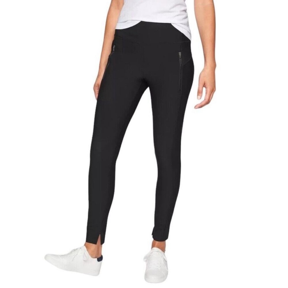 Athleta Stellar Crop Pant Black Zipper Pocket Leggings Travel Commute Size S
